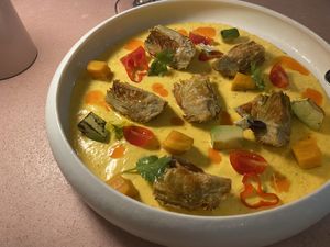 Fried artichoke’s hearts with yellow ají   at MUDRA Plant Based  in Madrid