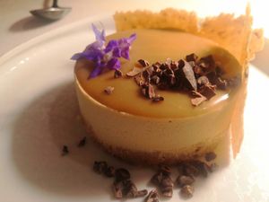 Tarta de queso y coco at MUDRA Plant Based  in Madrid