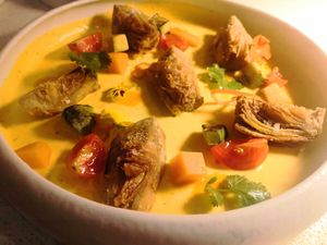 Alcachofas (no están en sopa, es una base fina) at MUDRA Plant Based  in Madrid