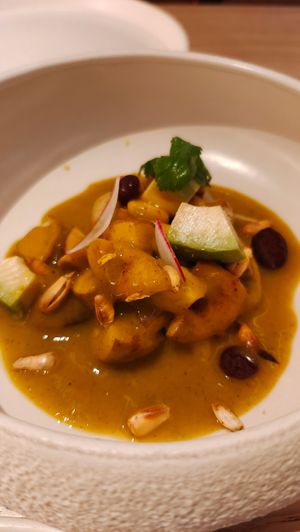 Ceviche de mango, bastante picante. Ración muy pequeña at MUDRA Plant Based  in Madrid