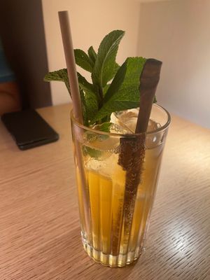 Black Cinnamon cocktail at MUDRA Plant Based  in Madrid