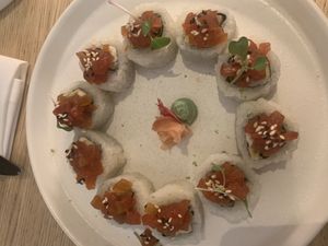 Sushi de tomate  at MUDRA Plant Based  in Madrid