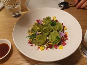 Tortelloni at MUDRA Plant Based  in Madrid