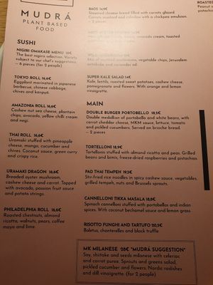 Menu at MUDRA Plant Based  in Madrid