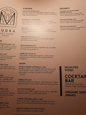 Menu at MUDRA Plant Based  in Madrid