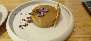 Cheescake dulce de leche at MUDRA Plant Based  in Madrid