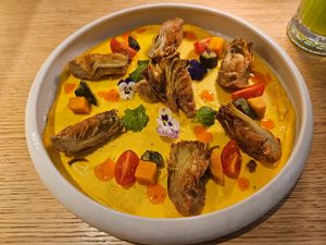 This Artichoke dish was so good! at MUDRA Plant Based  in Madrid