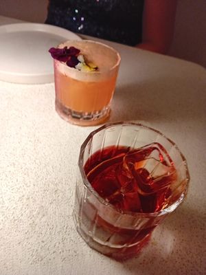 Negroni and Jamaican cocktail at MUDRA Plant Based  in Madrid