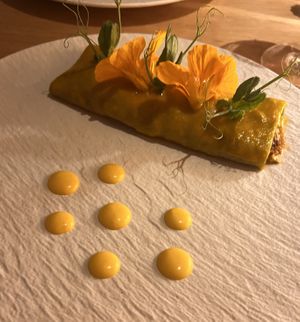 Canelón tikka masala  at MUDRA Plant Based  in Madrid