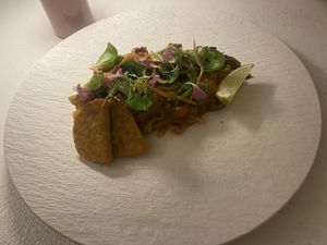 Pad thai tempeh  at MUDRA Plant Based  in Madrid