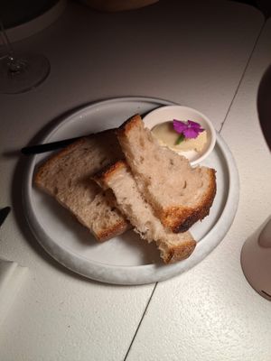 bread with coconut margarine at MUDRA Plant Based  in Madrid