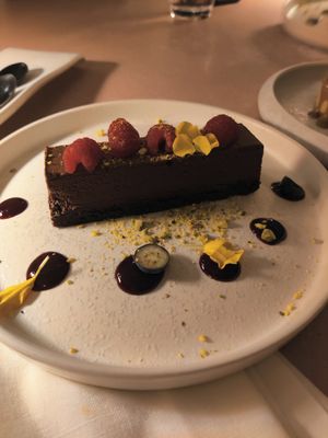 Chocolate cake at MUDRA Plant Based  in Madrid