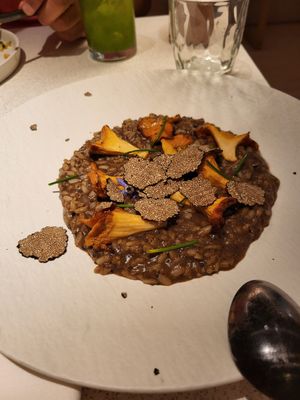 Mushroom and truffle risotto -recommended at MUDRA Plant Based  in Madrid