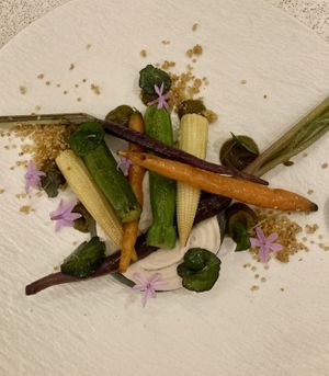 Black and white tahini   at MUDRA Plant Based  in Madrid