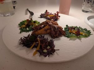 Shisho maitake tacos at MUDRA Plant Based  in Madrid