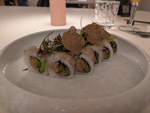 Truffle rolls at MUDRA Plant Based  in Madrid
