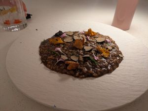 Truffle risotto at MUDRA Plant Based  in Madrid