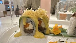 Uramaki Dragon sushi  at MUDRA Plant Based  in Madrid