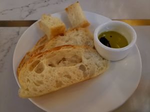 Complimentary bread and olive oil at BRERA in Las Vegas