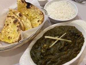 garlic roti & chana saag  at Sajna Indian Cuisine in Hollywood