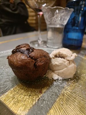 Chocolate cake and ice cream (ask for vegan) at Amberes The Vegetarian Wine And Cocktail Bar in Valencia