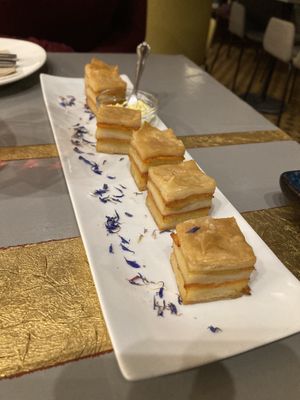 Puff pastry potato stacks  at Amberes The Vegetarian Wine And Cocktail Bar in Valencia