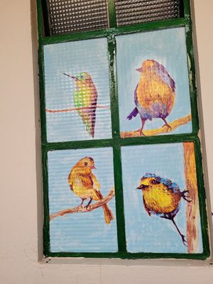 Painted loo window at Allullas Vegetariano - Centro in Pasto