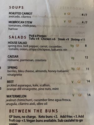 Online menu is outdated. This is the current menu as of July 2022. V = vegan  at The Wild Hare in Stillwater