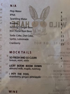 Online menu is outdated. This is the current menu as of July 2022. V = vegan  at The Wild Hare in Stillwater