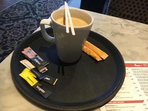 Oat milk coffee at The Mile Castle in Newcastle Upon Tyne