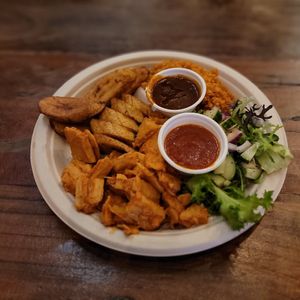 Jerk mix with Plantains at Fulani - Afro Caribbean Street Food in Oslo