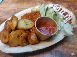 Jerk mix with plantain at Fulani - Afro Caribbean Street Food in Oslo