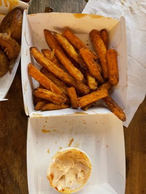 Sweet potato fries  at Fulani - Afro Caribbean Street Food in Oslo