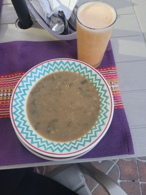 soup and juice at Las Veganas in Medellin