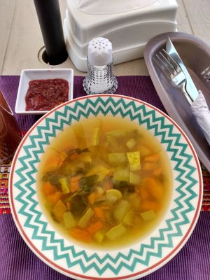Vegetable soup at Las Veganas in Medellin