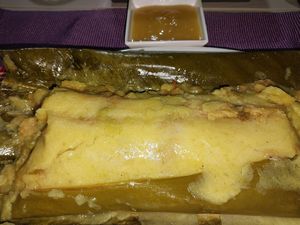 tamal Antioqueño at Las Veganas in Medellin