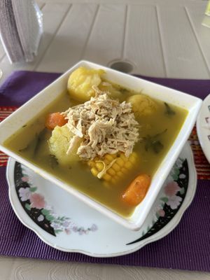 Ajiaco soup  at Las Veganas in Medellin