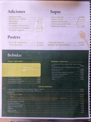 Menu 2 at Las Veganas in Medellin