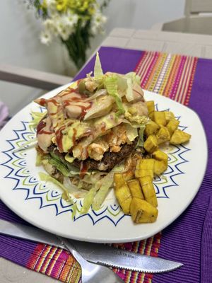 Arepa rellena   at Las Veganas in Medellin