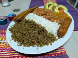 Bandeja paisa! at Las Veganas in Medellin
