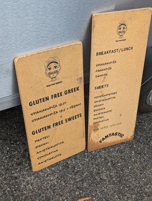 Tom the Greek does a vegan spanikopita and a vegan dessert at Freo Farmers Market in Beaconsfield