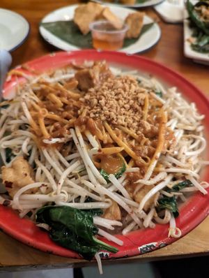 Pra rama with tofu at Bangrak Market in Seattle