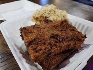 Country-fried "steak" w/ mac n "cheese" side at NuVegan - epiQ Food Hall in Woodbridge