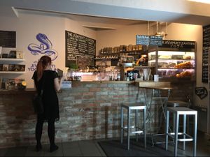 the counter (self-service) at Jivamukti Canteen in Berlin
