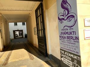 outside at Jivamukti Canteen in Berlin