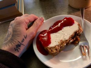 cheese cake  at Jivamukti Canteen in Berlin