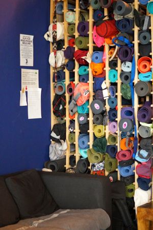 Yoga mats at Jivamukti Canteen in Berlin