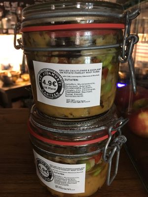 Jars to eat in or take home at Jivamukti Canteen in Berlin