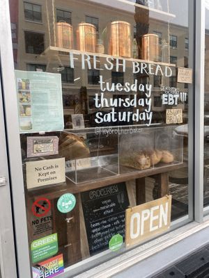 Window Signage - Fresh Bread and Inclusive Signs  at Ethikli in Long Beach
