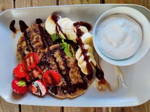 Oat pancakes at Skansberget Café  in Uddevalla